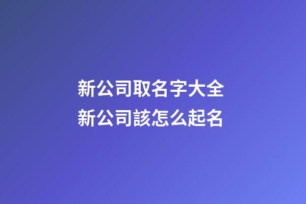 新公司取名字大全 新公司該怎么起名-第1張-公司起名-玄機派